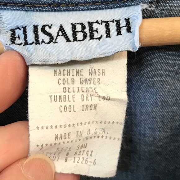 Elisabeth Denim Tunic: Vintage 80s Collarless Button-Down Shirt, Plus Size 30W - Picture 5 of 10